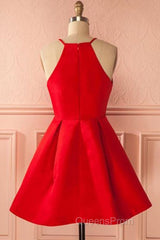 Simple Red Short Evening Prom Homecoming Dress, Short Red Mini Formal Graduation Evening Dress
