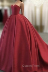 Simple Red Sweetheart Neck Red Long Evening Prom Gown, Red Evening Dress
