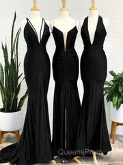 Simple Royal blue v neck mermaid long Evening Prom Dress blue evening Dress