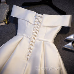 Simple Satin Off Shoulder Short Party Dress, Homecoming Dress