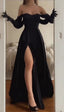 Simple Strapless Wedding Guest Dress Black Slit Classy Prom Dress Birthday Outfits