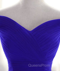 Simple sweetheart tulle blue long Evening Prom Dress, blue evening Dress