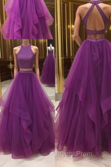 Simple two pieces tulle long Evening Prom Dress, tulle evening Dress