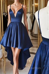 Simple v neck high low Evening Prom Dress homecoming Dress