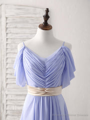 Simple V Neck Off Shoulder Chiffon Long Prom Dress Evening Dress