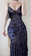 Spaghetti Straps Bodycon Lace Floral Classy Prom Dress