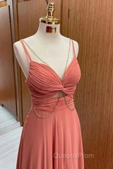 Spaghetti-Straps Chiffon Sweetheart Sleeveless A-Line Evening Prom Dress