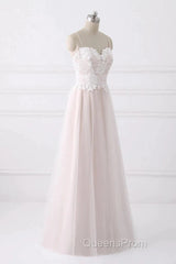 Spaghetti Straps Pink A-Line Floor Length Wedding Dress