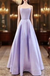 Spaghetti Straps Evening Prom Dress Satin Floor Length