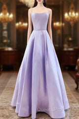 Spaghetti Straps Evening Prom Dress Satin Floor Length