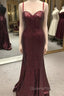 Spaghetti Straps Sweetheart Mermaid Sequins Evening Prom Dress