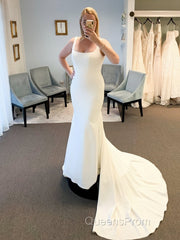 Spandex Straps Sweep Train Trumpet Mermaid Wedding Dress