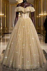 Sparkling Champagne Perspective High Neck Beaded Short Sleeved Ball Dress Champagne A-Line/Princess Sparkling Sheer Backless Strap And Floor Length Ruffled Edge Evening Dress