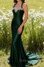 Sparkly Dark Green Mermaid Halter Corset Sequin Prom Dress