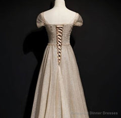 Sparkly Tulle Sequins Square Beading Prom Dress Long A Line Ball Gown Party Dress