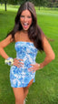 Spring Fling Dress, Strapless Floral Print Homecoming Dress, Mini Party Dress