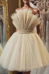 Strapless Beige A Line Short Homecoming Dress