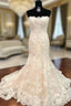 Strapless Bodice Corset Mermaid Lace Wedding Dress For Bride