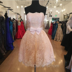 Strapless Lace Homecoming Dress Short Evening Prom Gown