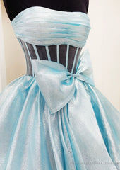 Strapless Long Prom Dress with Bow and Ruffle Skirt