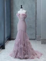 Strapless Pink Chiffon Creased Evening Dress Floor Length Mermaid Evening Prom Dress With Sweep