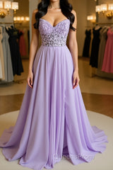 Strapless Purple Tulle Lace Long Evening Prom Dress, Lavender Lace Formal Dress, Purple Evening Dress