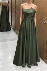 Strapless Satin Floor Length Bridesmaid Dress