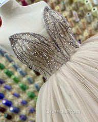 Stunning Beaded Strapless Tulle Ball Gown Ruffles Dress