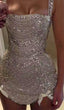 Stunning Spaghetti Straps Bodycon Birthday Dress Beaded Short Classy Prom Dress Fashion Homecoming Dress