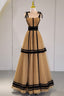 Stylish Tulle Long A-Line Prom Dress, Unique Spaghetti Strap Evening Dress