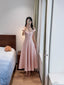 Sweet And Elegant Pink A-Line Off-Shoulder Satin Classy Prom Dress
