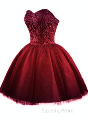 Sweet Burgundy Tulle Ball Party Dress , Homecoming Dress