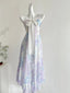 Sweet Purple And Blue Gradient A-Line Suspender Bow Chiffon Long Classy Prom Dress