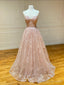 Sweetheart Neck Champagne Lace Prom Dresses, Champagne Lace Formal Evening Dresses