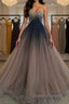Sweetheart Neck Open Back Ombre Long Evening Prom Dress, Ombre Formal Evening Dress
