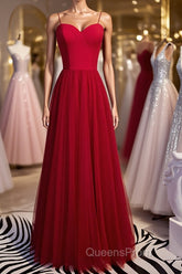 Sweetheart Neck Red Long Evening Prom Dress, Red Long Formal Evening Dress