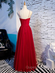 Sweetheart Neck Red Long Evening Prom Dress, Red Long Formal Evening Dress