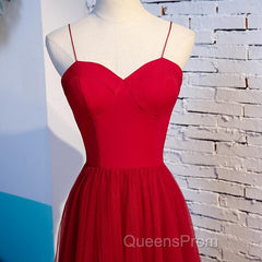 Sweetheart Neck Red Long Evening Prom Dress, Red Long Formal Evening Dress