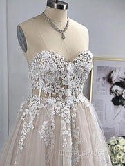 Sweetheart Sleeveless Sweep/Brush Train A-Line Wedding Dress