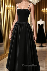 Tea Length Velvet Evening Prom Dress, Velvet Tea Length Formal Homecoming Dress