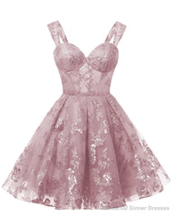 Teens Sparkly Tulle Mauve Homecoming Dresses Spaghetti Straps Short Cocktail Party Prom Dress
