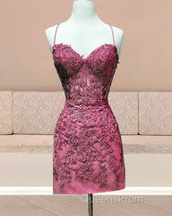 Tight Lace Corset Homecoming Dress Spaghetti Straps