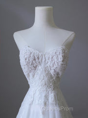 Timeless A Line Sweetheart Lace Tulle White Wedding Dress Brides Dress