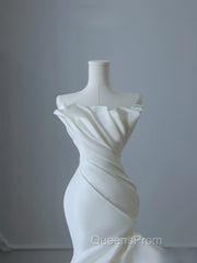 Timeless Mermaid Strapless Satin Ivory Long Wedding Dress Bridal Dress