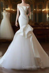 Timeless Mermaid Strapless Satin Ivory Long Wedding Dress Bridal Dress