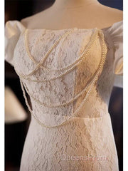 Trumpet Mermaid Puffy Sleeves Wedding Dress With Detachable Train