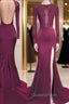 Trumpet/Mermaid Scoop Satin Long Sleeves Applique Sweep/Brush Train Dress