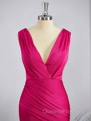 Trumpet/Mermaid V-neck Sweep Train Jersey Bridesmaid Dress