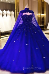Tulle Ball Gown Quinceanera Dress With Cape Evening Prom Dress
