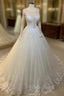 Tulle Ball Gown Wedding Dress Lace Long Sleeves